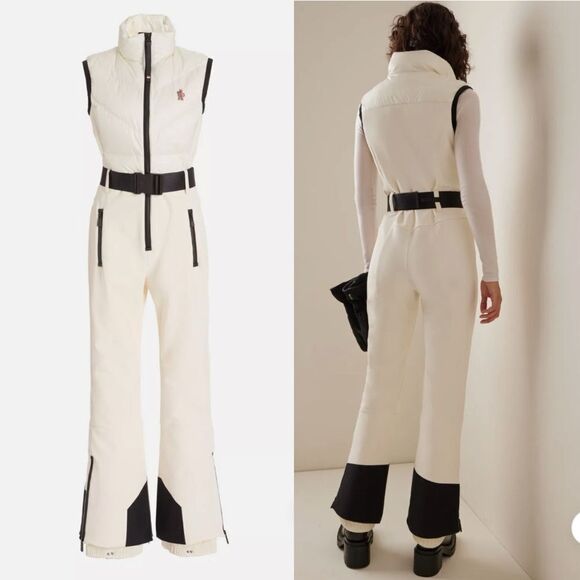 NWT Moncler Grenoble Water Repellent Mixed Media Ski Jumpsuit White XL - Picture 2 of 16